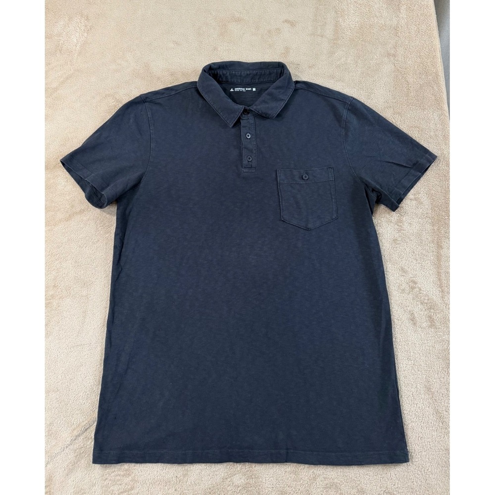 American Giant Polo Shirt Men's Size Medium Black Shorts Sleeve